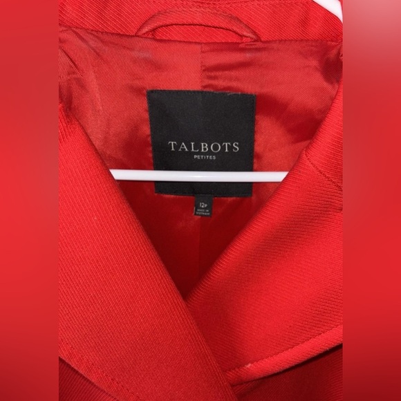 Talbots Red Wool Pea Coat Size 12 p Gold Buttons Double Breasted Vintage Jacket - Picture 4 of 6